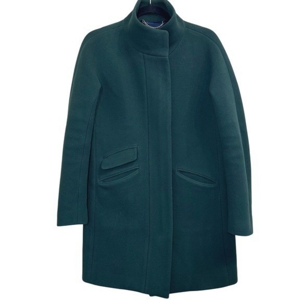 J. Crew Cocoon‎ Coat Italian Stadium-Cloth Wool Blend Women  2 Hunter Green Midi